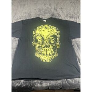 Skull Grim Reaper Men Shirt 2XL Black Y2K Haunted Mansion‎ Horror Graphic Print